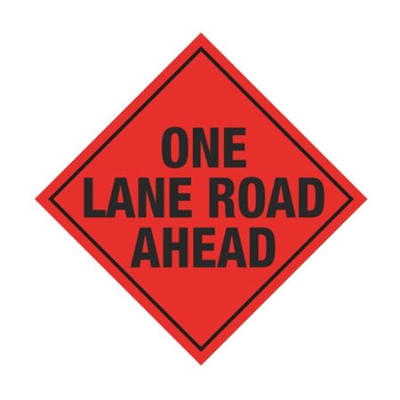 One Lane Road Ahead Sign